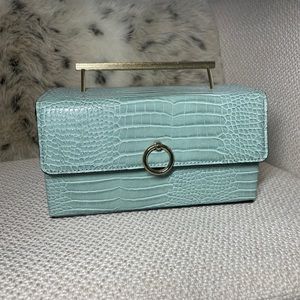 Topshop Teal Rectangle Handbag
